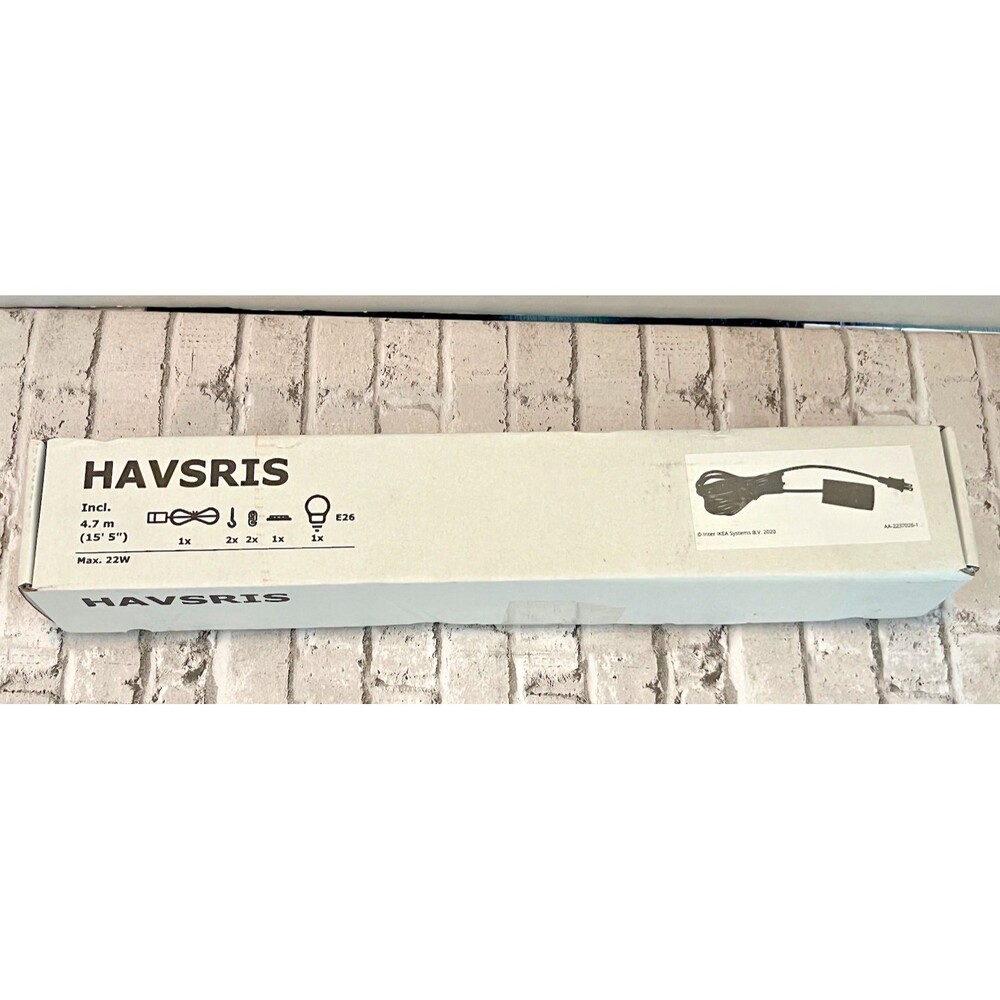 IKEA HAVSRIS Plug-in Cord set with switch, Black 15 ' 5 " NEW